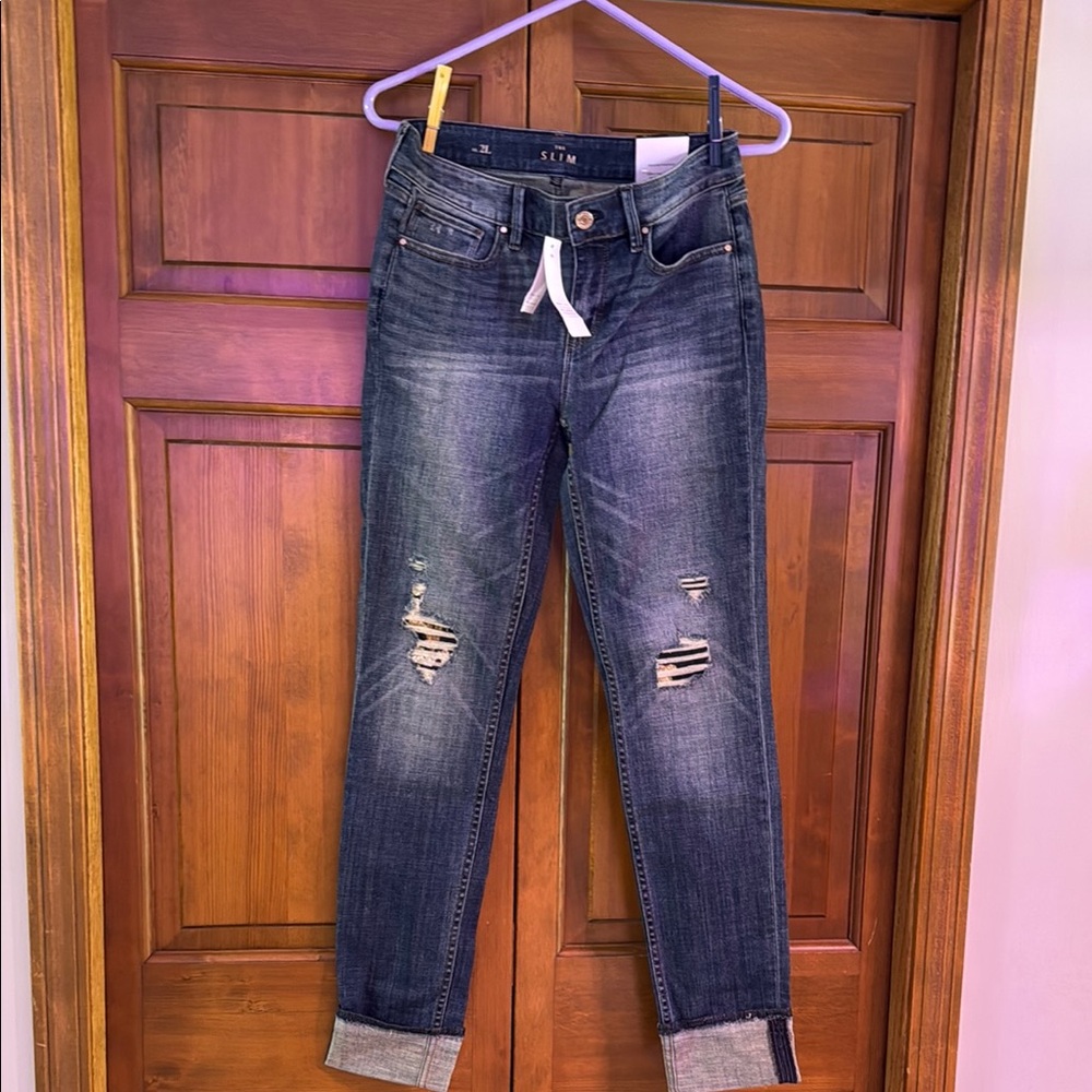 White House Black Market Blue Boyfriend Jeans Distressed